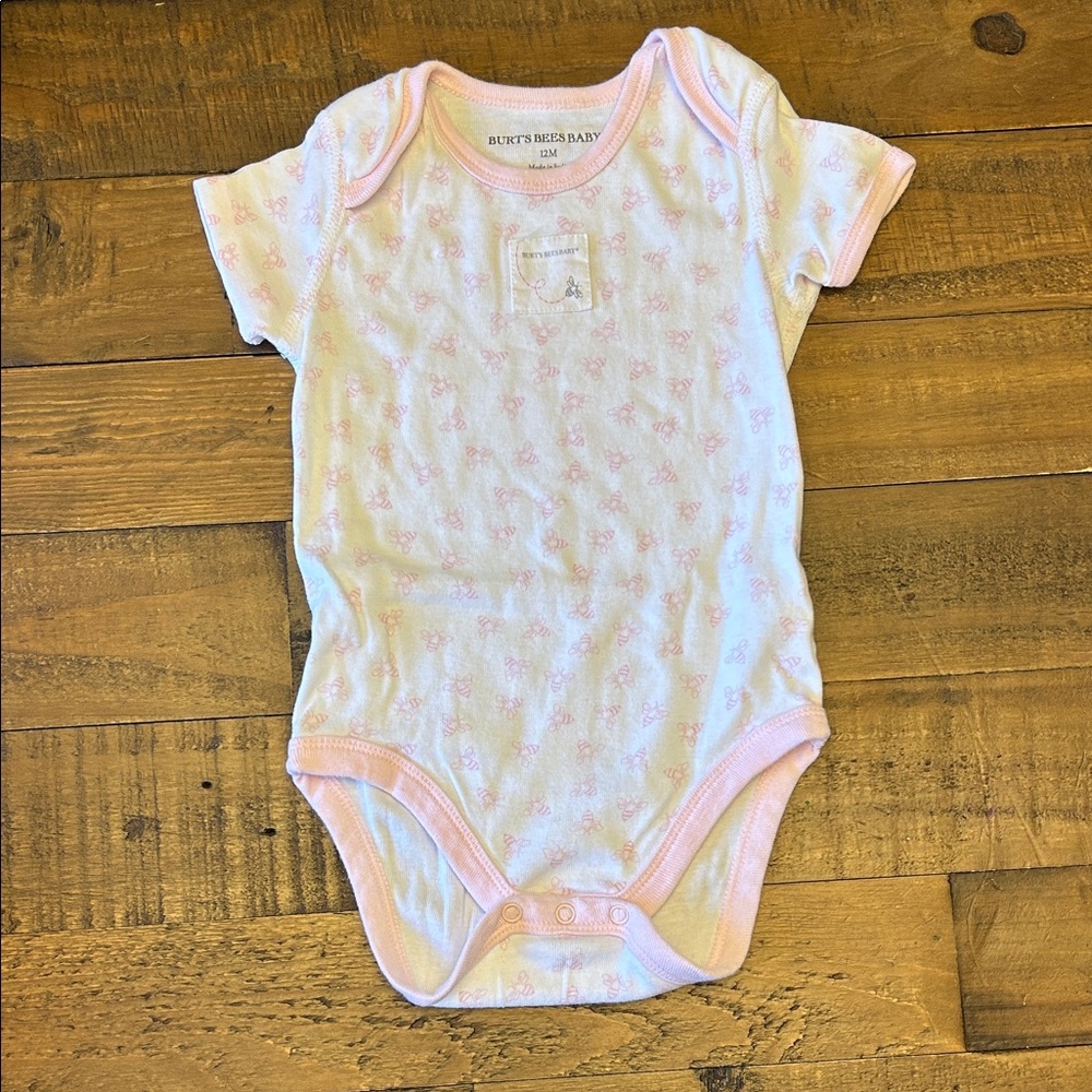 Burt's Bees Baby Light Pink Floral Short-Sleeve Bodysuit